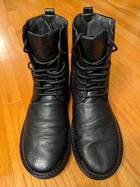 Marsell Men's Black Leather Lace Up Boots Italy 43.5